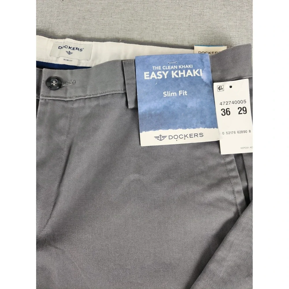 NWT Dockers Easy Khaki Slim Fit Men's 36x29 Office Stretch Gray City Minimalist